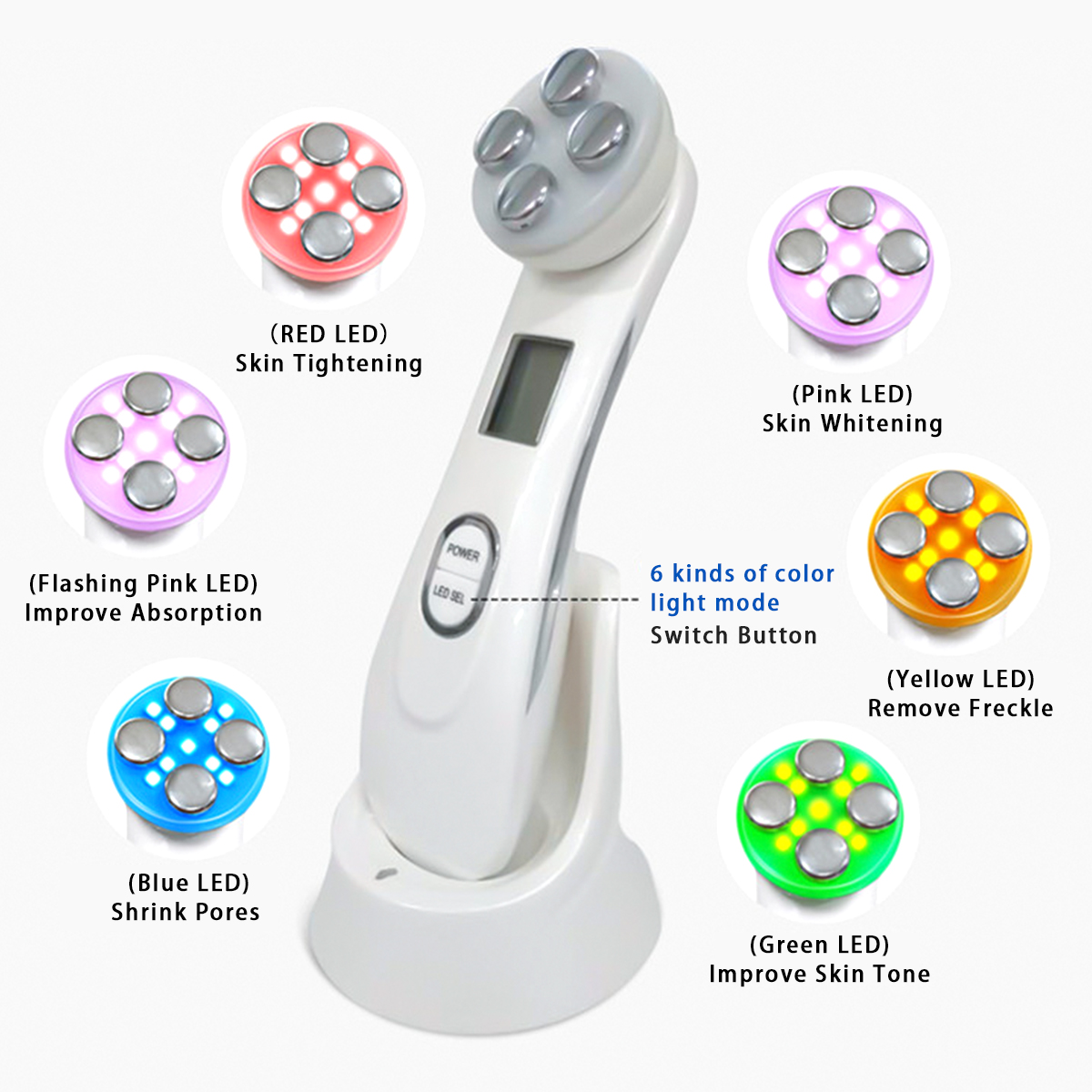 Radio Frequency Facial LED Photon Skin Care Device Face Lifting Tighten Wrinkle Removal Eye Care RF Skin Tightening Mach