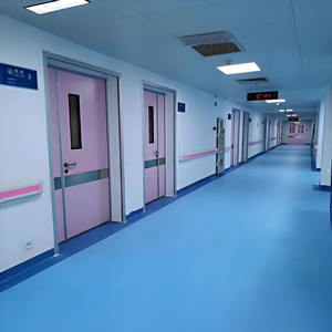 Porta <span class=keywords><strong>a</strong></span> Battente Manuale <span class=keywords><strong>a</strong></span> Doppia Anta Asimmetrica Nuova per Camera Bianca Ospedaliera, Moderna, con Pannello in Acciaio Isolato Acusticamente - Product Image 3