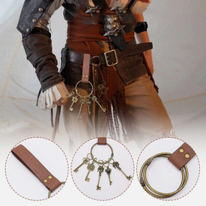 Cross-border medieval PU <b>leather</b> hiking skirt clip Halloween <b>keychain</b> sword ring cosplay props - Product Image 2