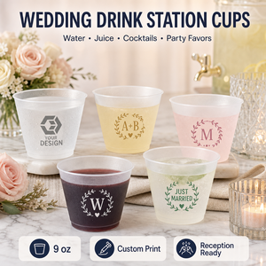 Gobelets jetables en PP givré de 9 oz pour mariage, personnalisables avec monogramme, nom, logo, sans BPA, recyclables, résistants au congélateur, pour boissons froides, pour fêtes - Product Image 4