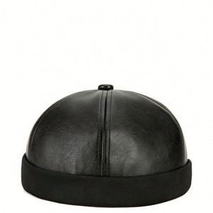 Primavera Verano hombres mujeres Hip Hop Casual Skullcap cálido Beanie sombrero Yupi moda Retro moda Pu chino propietario sombrero - Product Image 5