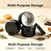 Pot en aluminium noir mat écologique de 120 ml avec couvercle à vis 68*42mm, réutilisable pour le stockage de cosmétiques