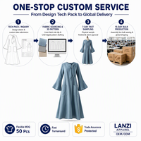 Robe midi ample personnalisée pour femme, col à nouer, manches évasées, poches plaquées, grandes tailles, usine de vêtements OEM ODM