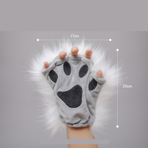 Guantes de Piel Sintética con Forma de Pata de Gato o Zorro, Accesorios de Disfraces para Halloween, Manoplas con Aspecto Peludo - Product Image 2