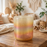 Bernsteinfarbene Schillernde Hochwertige Glas-Kristall-Klangschale Weihnachtliche Dekorative Klangschale für Heim-Meditation und Dekoration