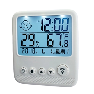 مقياس الرطوبة الحراري الداخلي <span class=keywords><strong>LCD</strong></span> رقمي مع أداة قراءة درجة الحرارة والرطوبة مادة بلاستيكية معتمدة من OEM/ODM - Product Image 1