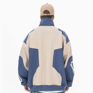 Venta al por mayor logotipo personalizado Zip Up sudadera Patchwork pulóver sudaderas con capucha para los hombres - Product Image 4