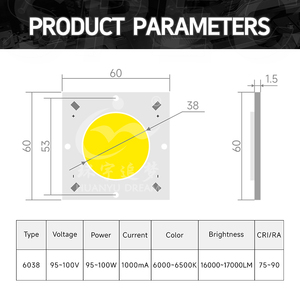Éclairage intelligent à économie d'énergie Cob DC90V/96V/100V, bus CC haute tension 100W, compatible avec les systèmes de gradation 0-10V DALI - Product Image 2