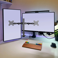Usine en gros 13 "-32" écran réglable Double bras de moniteur support ordinateur portable support de bureau avec pince en C