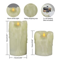 Décoration de noël, vraie cire ivoire, non parfumée, scintillante, sans flamme, vente en gros, pilier électrique goutte à goutte, bougie LED