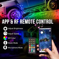 8 vainas Led Rock Light 32W 192 PCs Led Smartphone APP & RF Control remoto Underglow Luz interior para camiones SUV Coche UTV ATV