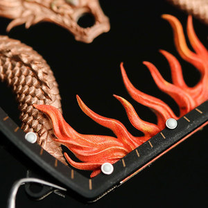 Esfera de reloj 3D con diseño de dragón en cobre, relieve de serpiente, detalles de llama, puntos luminosos redondos para reloj de pulsera mecánico, marca OEM. - Product Image 4