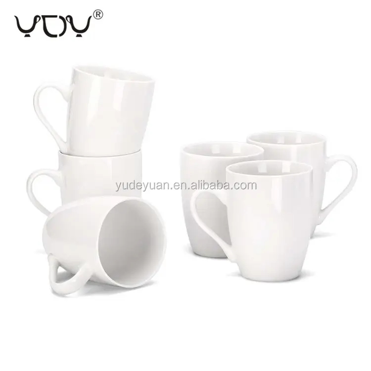 11oz Elegantes Werbe geschenk Benutzer definiertes Logo Eco Ware Weißer Porzellan-Kaffeetasse Hoher feiner Porzellan-Sublimation becher