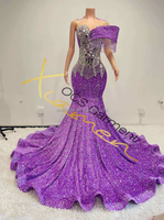 Robe de bal asymétrique Ocstrade 2025, élégante, avec paillettes brillantes, strass et franges, pour soirée et bal de promo