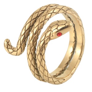 yunnique Snake Shape <b>Titanium</b> Steel <b>Ring</b> Gold Red Eyes Unisex Fashion Jewelry Gift - Product Image 5