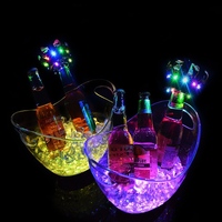 Discothèque Coloré Vente Chaude Logo Personnalisé Lumière Acrylique Plastique Petit Bateau Forme Led Seau À Glace Pour Service VIP