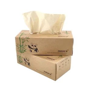 Grosir kotak organik kualitas tinggi tisu wajah bambu Virgin bubur kertas tisu wajah