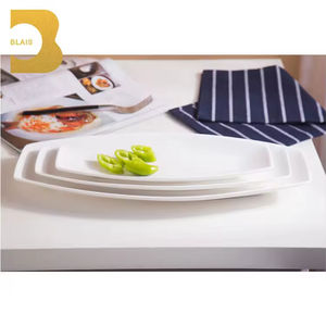 BLAIS Vaisselle rectangulaire en céramique blanche Assiettes en forme de bateau pour la restauration de fête Plats de créateurs en gros - Product Image 4