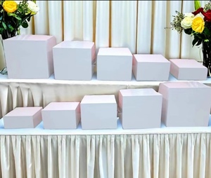 Juego de cubos de exhibición de acrílico blanco personalizado, elevadores de buffet de catering de 5 lados, soporte de exhibición de comida giratorio para fiesta de boda, estante de <span class=keywords><strong>ropa</strong></span> - Product Image 5