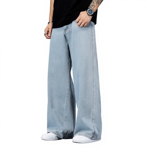 Men's <b>Summer</b> Wide-Leg <b>Trousers</b> Drawstring Mid Waist Breathable Quick-Dry Lightweight Denim (Polyester/Cotton) Casual Loose Fit - Product Image 2