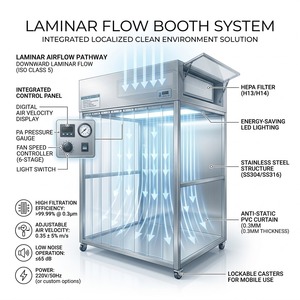 Cabina a Flusso Laminare in Acciaio Inox 304 su Misura per Laboratori di Ricerca Semiconduttori - Product Image 3