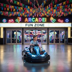 Nouveau parc d'aventure intérieur pour enfants : Manège interactif de voitures tamponneuses et expérience de karting de combat par projection interactive, avec éléments de jeu souples - Product Image 6
