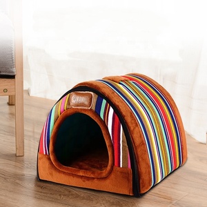 Lit pour chat en peluche écologique semi-fermé, chaud pour l'hiver, confortable et doux, pour petits animaux, chats et chiens - Product Image 6