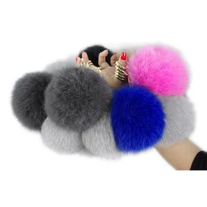 Fur Pompom 14CM Fashion Colorful Fox Fur Pompoms For Knitted Winter Hat/bag/garment