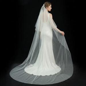 Voile de mariée et voile de mariée longs brodés de petites perles V000W3-35 - Product Image 2