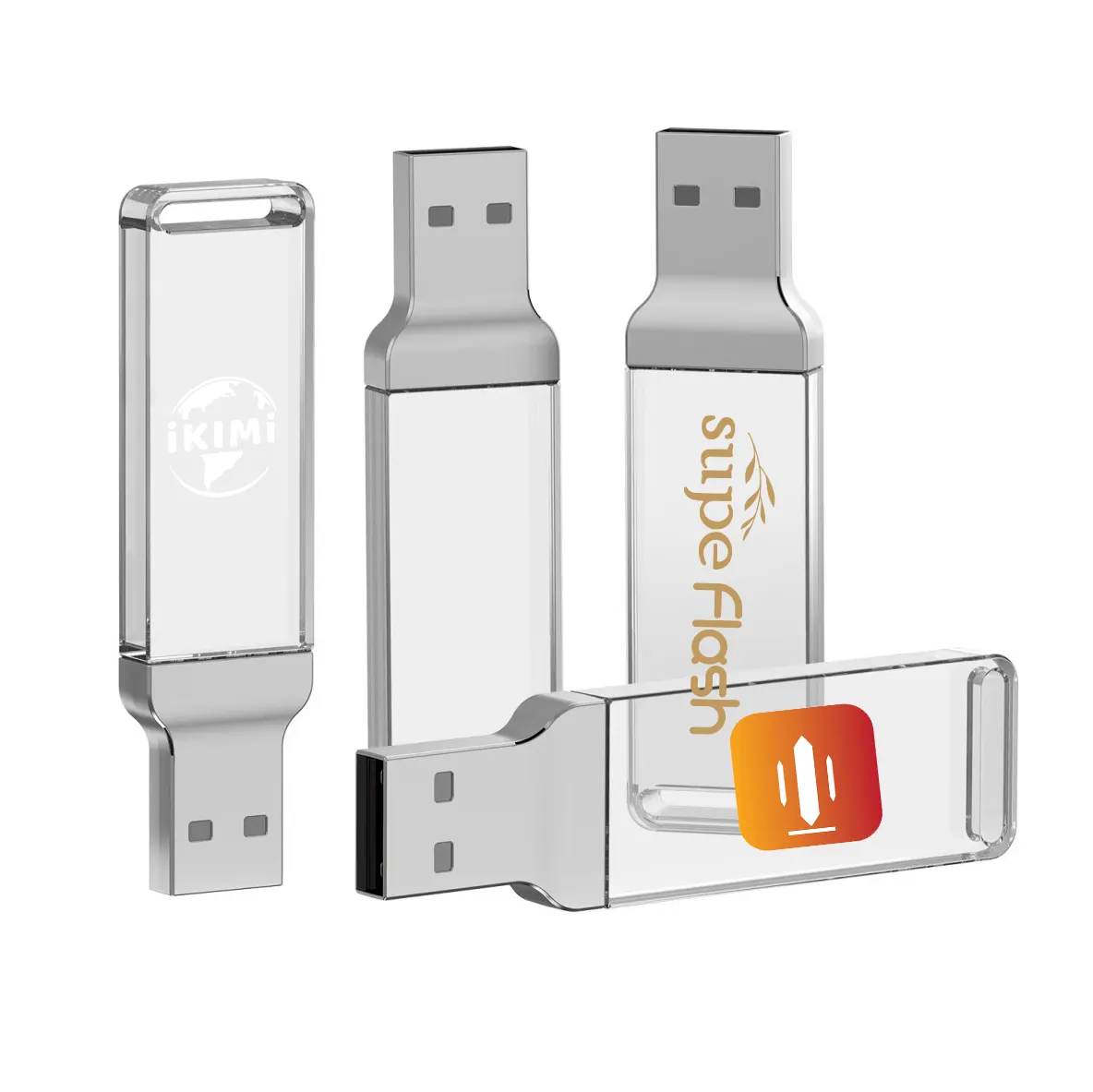 Thiết Kế Mới Acrylic Crystal USB Flash Drives Với Ánh Sáng LED 32GB 64 Gam 128 Gam USB2.0/3.0 Cle USB Stick Pen Driver