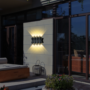 Lampe murale extérieure décorative moderne 8W LED blanc chaud étanche IP65 en aluminium noir à fixation murale pour porche, couloir, jardin - Product Image 5
