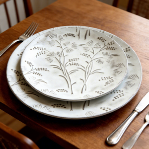 <span class=keywords><strong>Assiette</strong></span> en céramique de style campagnard, couleur terre naturelle, relief de fleurs de <span class=keywords><strong>pissenlit</strong></span>, fabrication sur mesure, facile à nettoyer - Product Image 1