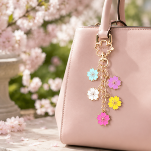 Grazioso Portachiavi in Lega di Zinco Smaltato con Perle e Fiori Colorati, Ciondolo alla Moda per Borsa a Tema Piante Primaverili, Regalo di Compleanno per Amici - Product Image 6