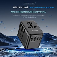 Adaptateur de Voyage Universel Tout-en-un Rétractable avec Prises EU, UK, US, AU et 2 Ports USB Type-C, Protection IP22 - Vente en Gros