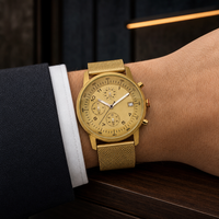 Montre à quartz pour homme avec boîtier en acier inoxydable, mouvement à quartz, bracelet en cuir véritable ou en maille d'acier inoxydable en option, montre-bracelet tendance