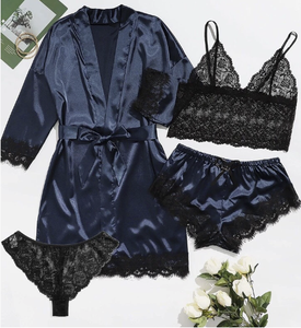 Completo Set Lingerie Sexy in Pizzo da Donna 4 Pezzi - Pigiama a Maniche Lunghe - Product Image 4