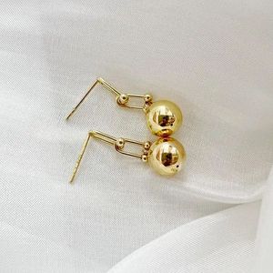 Xinfly 18K Gold Horseshoe Chain <b>Ball</b> Earrings Au750 Hard K Female Niche Design Advanced Personality and Fashionable Styling - Product Image 2
