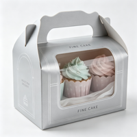 Boîte à pâtisserie portable avec fenêtre transparente pour emballage de gâteaux mousse, format personnalisable, finition mate, auto-érectible en carton