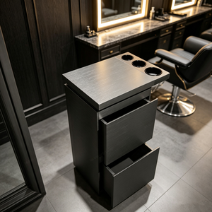 Mueble de Peluquería con Cajón y Soporte para Secador de Pelo, Gabinete de Almacenamiento de Acero Inoxidable para Salón de Belleza - Product Image 1