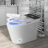 WC intelligent avec bidet en céramique, monobloc, à poser au sol, chasse d'eau automatique par siphon, siège chauffant, capteur de pied, affichage LED, télécommande