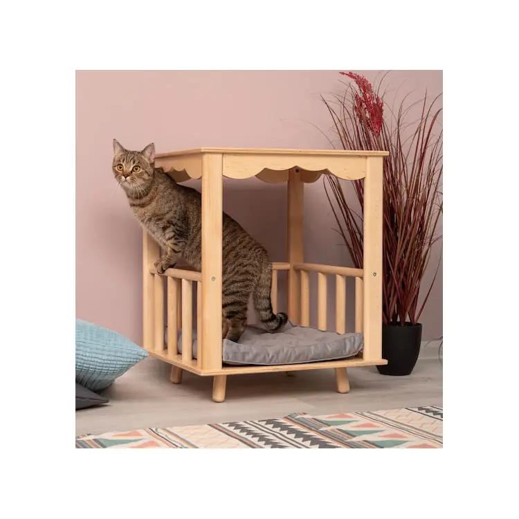Small to Large Size Dog Bed Solid Wood Off-the-Ground Pet Kennel Four Seasons General Teddy Bed Plastic Material
