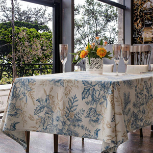 Printed Woven Cotton Linen Plant Pattern Customizable Square Shape <b>Tablecloths</b> for Wedding Home Hotel Party Banquet Restaurant - Product Image 3