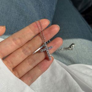 Dylam Classic Design Fine Fashion Jewelry 925 Sterling Silver 3mm <b>D</b> Color VVS1 Moissanite Stone Religious Cross Pendant <b>Necklace</b> - Product Image 6