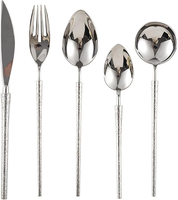 Ensemble de couverts rétro en acier inoxydable 18/10, finition miroir, sans BPA, minimaliste, couteau, cuillère, fourchette, compatible lave-vaisselle, argenté, pour hôtel