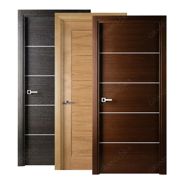 عالية الجودة غرفة نوم عازلة للصوت الفرنسية الداخلية خشب الساج خشب متين WPC PVC الخشب الباب تصميم
