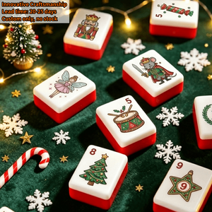 Adornos Acrílicos Personalizados, Ecológicos y Duraderos, Regalo Chinoiserie, Cascanueces Vintage Alegre y Festivo, Mahjong Rojo Navideño - Product Image 1