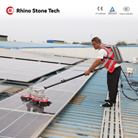 Brosse de nettoyage de panneaux solaires à double tête, disque rotatif équilibré, antidérapante, pour l'entretien des surfaces photovoltaïques