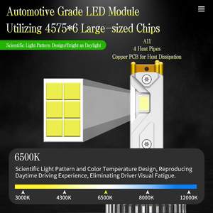 Phares LED Premium à Quatre Tubes en Cuivre 300W 18000Lm 6500K 12-24V 9005 A11 pour Ateliers <span class=keywords><strong>de</strong></span> <span class=keywords><strong>Tuning</strong></span> Automobile Professionnels et Voitures <span class=keywords><strong>de</strong></span> Course - Product Image 2
