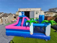 Yuedong Opblaasbaar PVC Cartoon Blauw Obstakelkasteel voor Buitenspeeltuin Speltent Springglijbaan