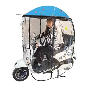 Pare-soleil pour scooter électrique entièrement couvert, en pongee, pliable manuellement, pare-<span class=keywords><strong>pluie</strong></span>, visière solaire, auvent, adultes, motos, scooters, logo - Product Image 4